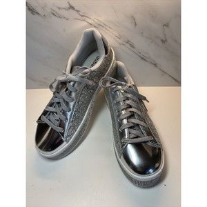UUBARIS Women's Silver Fashion Star Sneakers Glitter Rhinestone Platform Sz 8.5